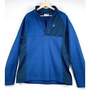 Spyder Men's‎ L/G Quarter-Zip Blue & Black Fleece 1/4 Zip Pullover Sweater